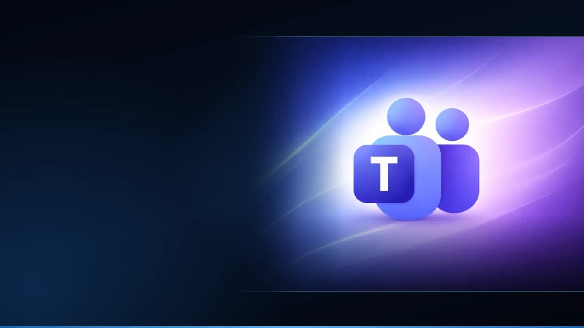 Microsoft Teams logo glowing on a blue and purple background